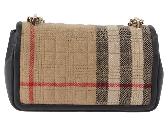 Borsa a Spalla BURBERRY Nova Check Cotone Beige Oro Auth 191600A D'oro - vista 3