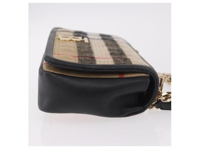 Borsa a Spalla BURBERRY Nova Check Cotone Beige Oro Auth 191600A D'oro - vista 4