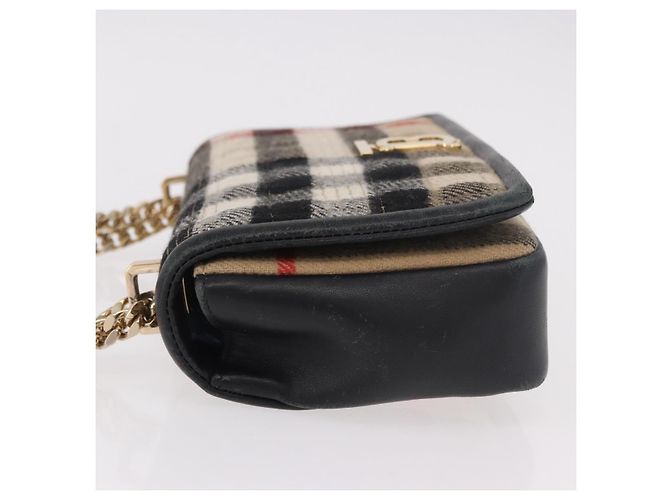 Borsa a Spalla BURBERRY Nova Check Cotone Beige Oro Auth 191600A D'oro - vista 5