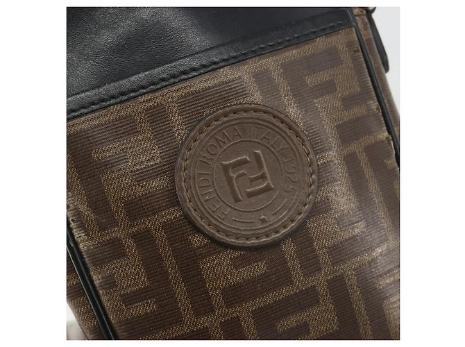 FENDI Borsa a Spalla Zucca in PVC e Pelle Marrone Argento 7VA456 Auth ka5128 - vista 15