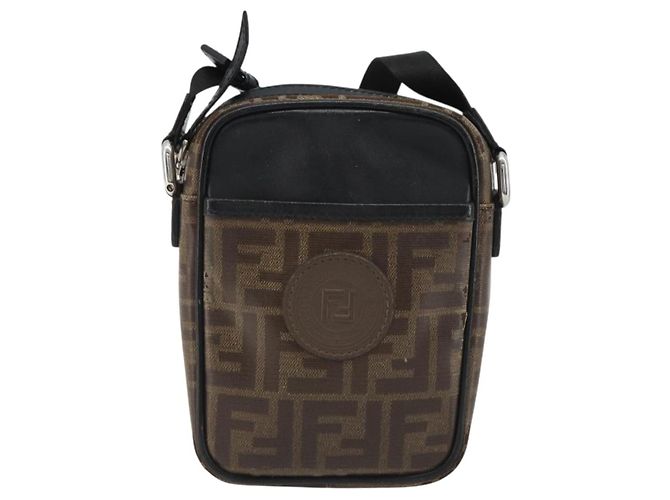 FENDI Borsa a Spalla Zucca in PVC e Pelle Marrone Argento 7VA456 Auth ka5128 - vista 2