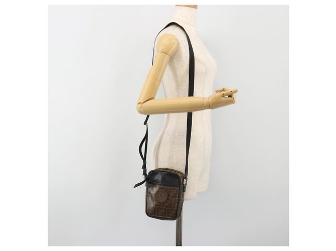 FENDI Borsa a Spalla Zucca in PVC e Pelle Marrone Argento 7VA456 Auth ka5128 - vista 23