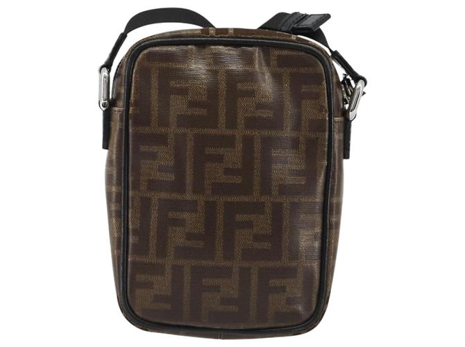 FENDI Borsa a Spalla Zucca in PVC e Pelle Marrone Argento 7VA456 Auth ka5128 - vista 3