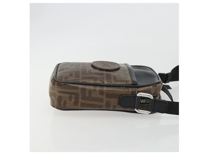 FENDI Borsa a Spalla Zucca in PVC e Pelle Marrone Argento 7VA456 Auth ka5128 - vista 4