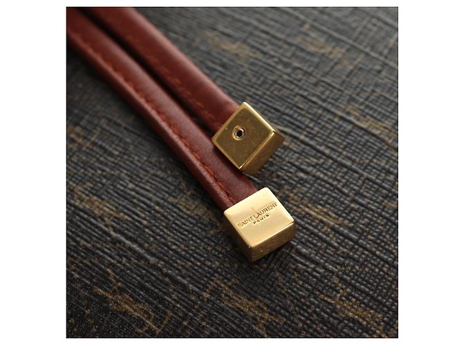 SAINT LAURENT Le Monogram Bucket Bag PVC Leather Brown Gold Auth 190129SAM Marrone D'oro - vista 19