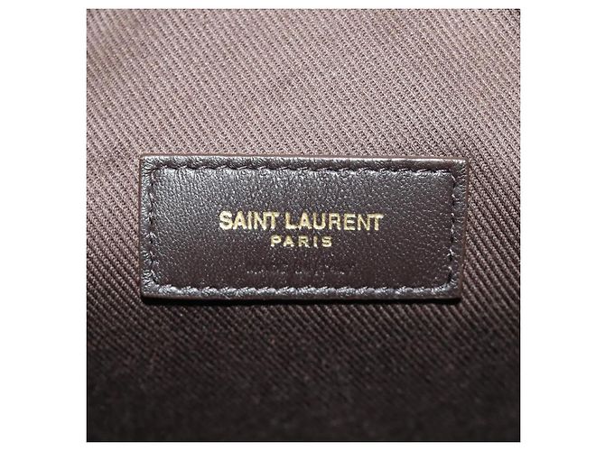 SAINT LAURENT Le Monogram Bucket Bag PVC Leather Brown Gold Auth 190129SAM Marrone D'oro - vista 20