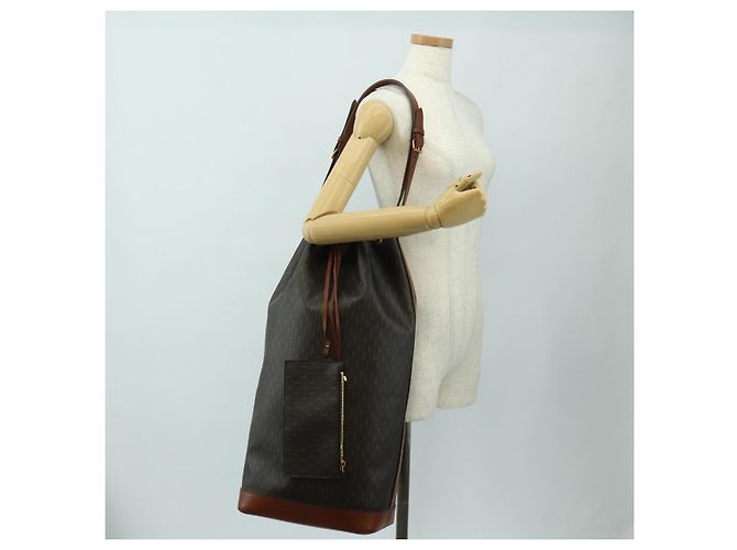SAINT LAURENT Le Monogram Bucket Bag PVC Leather Brown Gold Auth 190129SAM Marrone D'oro - vista 25