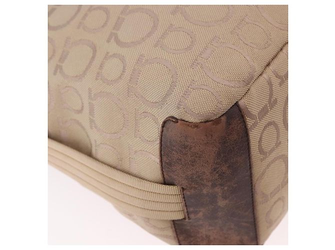 Borsa a tracolla Salvatore Ferragamo Gancini in tela beige e oro Auth gh2197 D'oro - vista 12