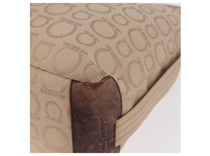 Borsa a tracolla Salvatore Ferragamo Gancini in tela beige e oro Auth gh2197 D'oro - vista 13