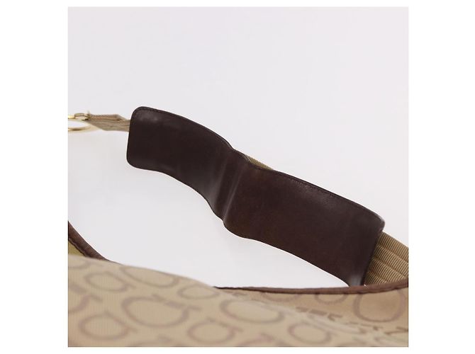 Borsa a tracolla Salvatore Ferragamo Gancini in tela beige e oro Auth gh2197 D'oro - vista 8
