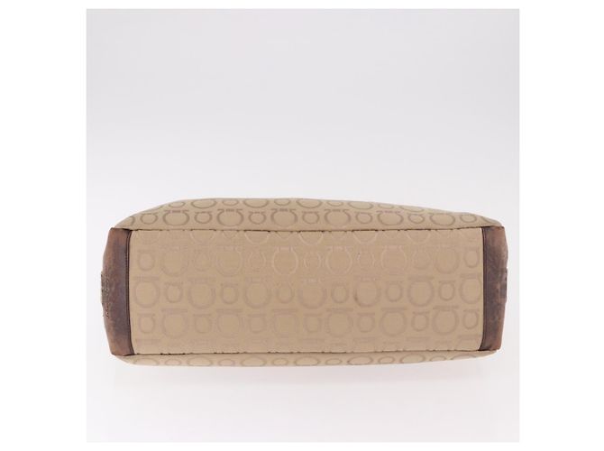 Borsa a tracolla Salvatore Ferragamo Gancini in tela beige e oro Auth gh2197 D'oro - vista 9
