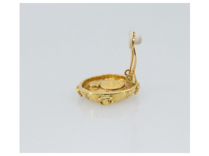 Orecchini CHANEL Metallo Tonalità Oro CC Auth 189402M - vista 5