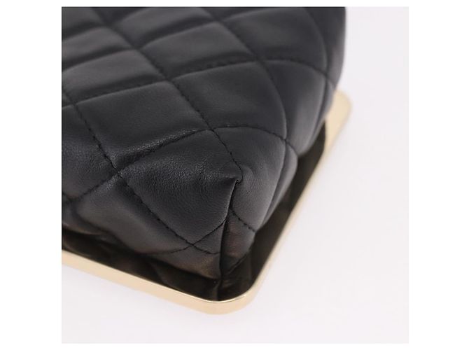 CHANEL Matelasse Chain Shoulder Bag Lamb Skin Black Gold CC Auth 191542SM Nero D'oro - vista 10