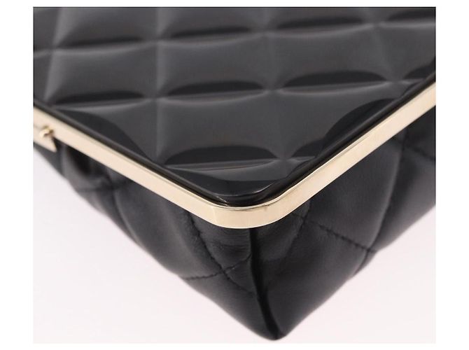 CHANEL Matelasse Chain Shoulder Bag Lamb Skin Black Gold CC Auth 191542SM Nero D'oro - vista 12