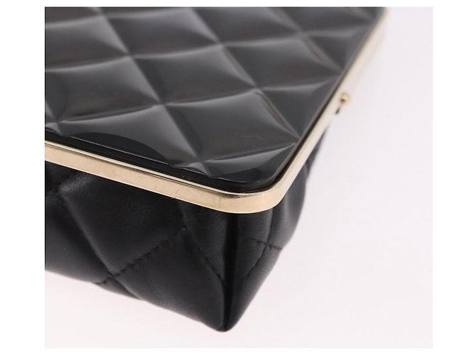 CHANEL Matelasse Chain Shoulder Bag Lamb Skin Black Gold CC Auth 191542SM Nero D'oro - vista 13