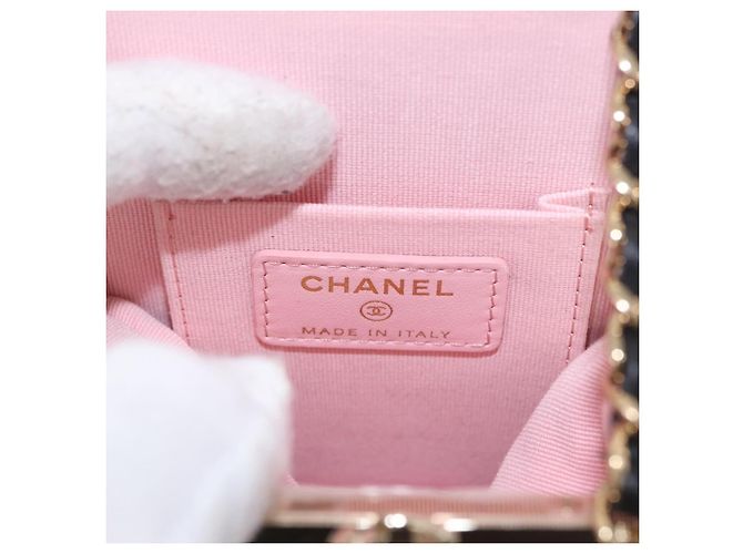 CHANEL Matelasse Chain Shoulder Bag Lamb Skin Black Gold CC Auth 191542SM Nero D'oro - vista 15
