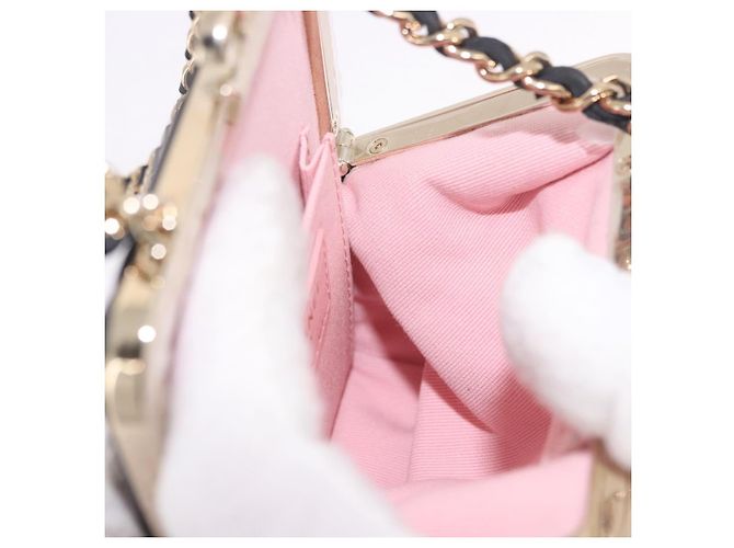 CHANEL Matelasse Chain Shoulder Bag Lamb Skin Black Gold CC Auth 191542SM Nero D'oro - vista 17