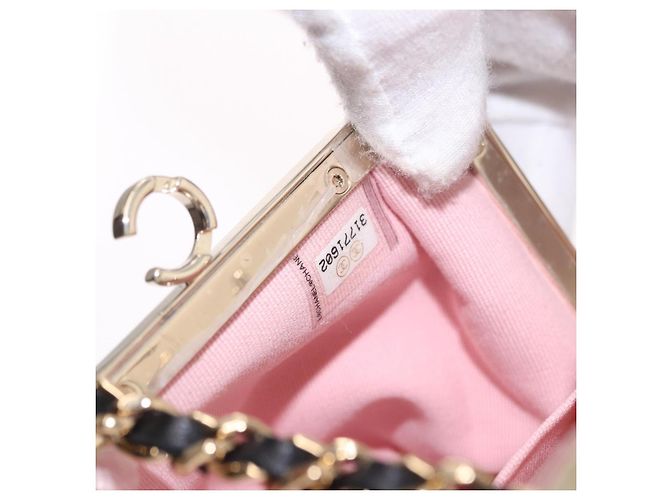 CHANEL Matelasse Chain Shoulder Bag Lamb Skin Black Gold CC Auth 191542SM Nero D'oro - vista 20