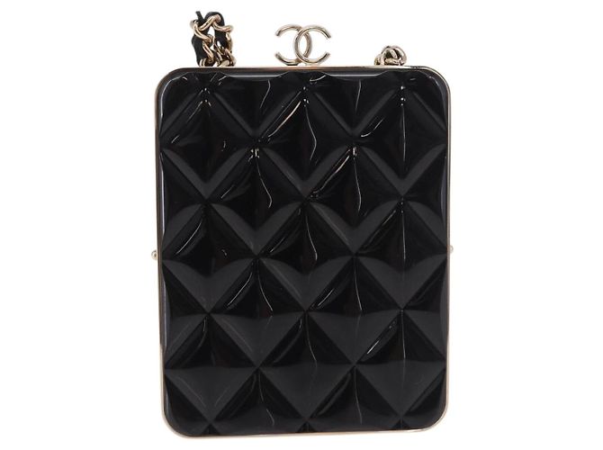 CHANEL Matelasse Chain Shoulder Bag Lamb Skin Black Gold CC Auth 191542SM Nero D'oro - vista 3