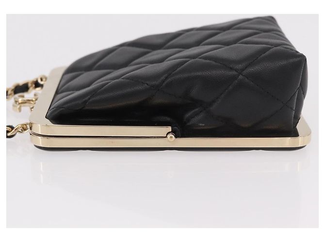 CHANEL Matelasse Chain Shoulder Bag Lamb Skin Black Gold CC Auth 191542SM Nero D'oro - vista 5