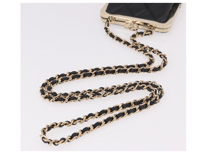 CHANEL Matelasse Chain Shoulder Bag Lamb Skin Black Gold CC Auth 191542SM Nero D'oro - vista 7