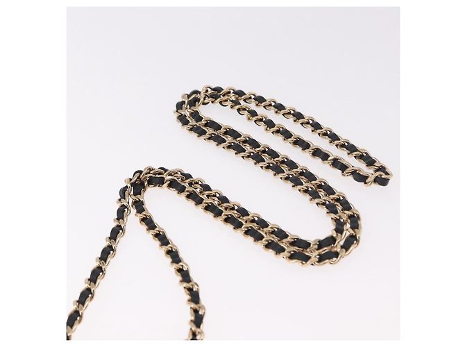 CHANEL Matelasse Chain Shoulder Bag Lamb Skin Black Gold CC Auth 191542SM Nero D'oro - vista 8