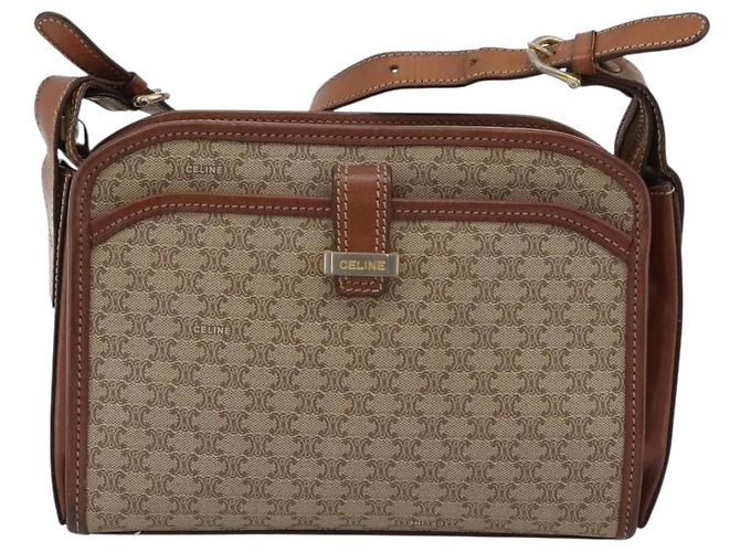 Céline Borsa a Spalla CELINE in Tela Macadam PVC Beige Oro Auth mr2636 D'oro - vista 2