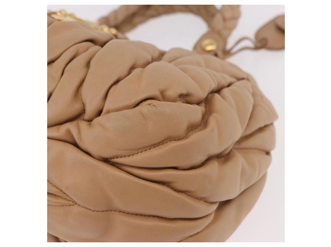 Borsa a mano Miu Miu Matelasse in pelle beige oro Auth 191692A D'oro - vista 11