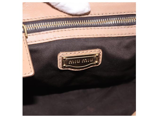Borsa a mano Miu Miu Matelasse in pelle beige oro Auth 191692A D'oro - vista 16