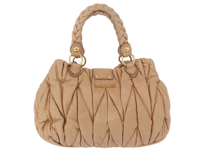 Borsa a mano Miu Miu Matelasse in pelle beige oro Auth 191692A D'oro - vista 3