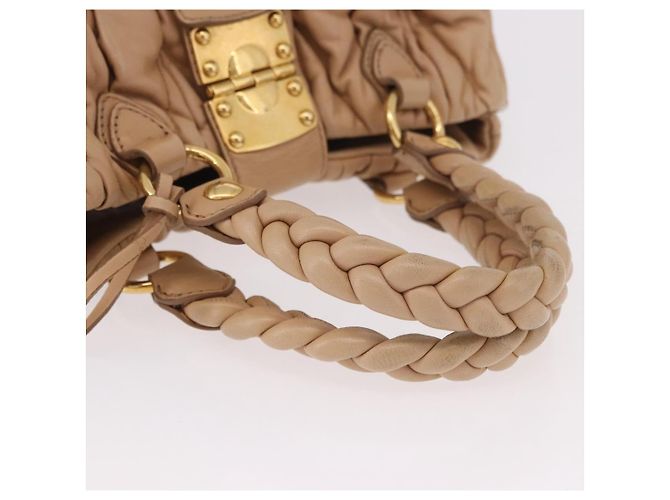Borsa a mano Miu Miu Matelasse in pelle beige oro Auth 191692A D'oro - vista 7
