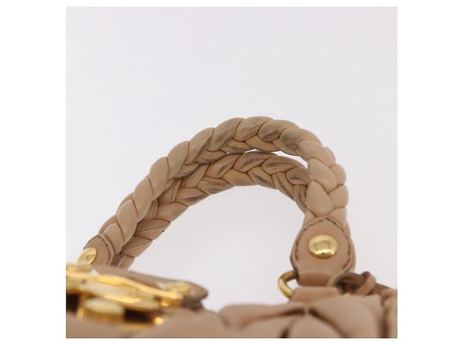 Borsa a mano Miu Miu Matelasse in pelle beige oro Auth 191692A D'oro - vista 8