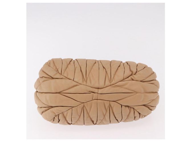 Borsa a mano Miu Miu Matelasse in pelle beige oro Auth 191692A D'oro - vista 9