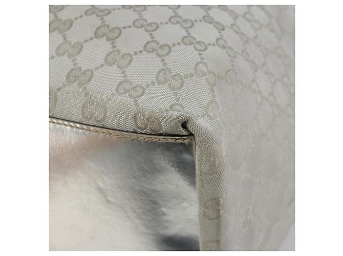 Borsa Tote GUCCI GG Canvas Argento 131231 Auth ka5118 - vista 10