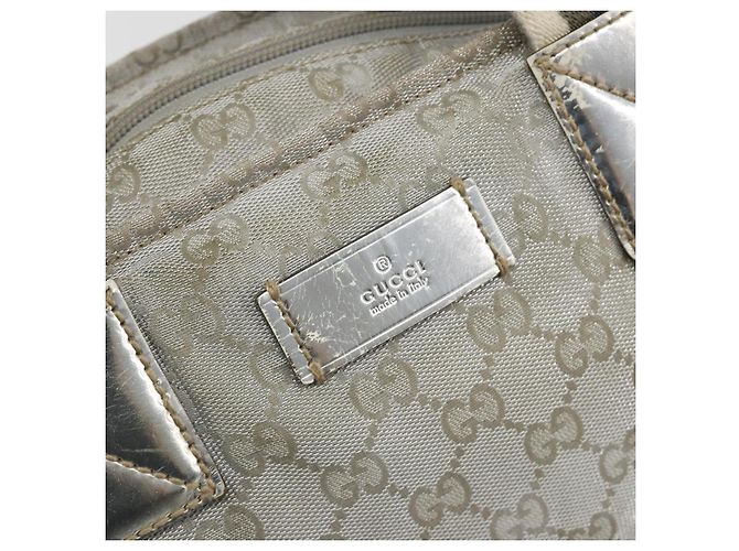 Borsa Tote GUCCI GG Canvas Argento 131231 Auth ka5118 - vista 14