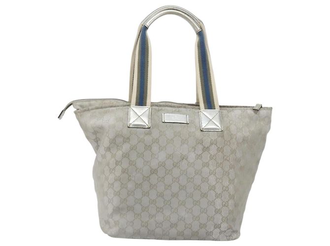 Borsa Tote GUCCI GG Canvas Argento 131231 Auth ka5118 - vista 2