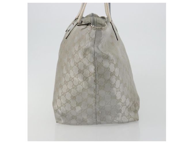 Borsa Tote GUCCI GG Canvas Argento 131231 Auth ka5118 - vista 4