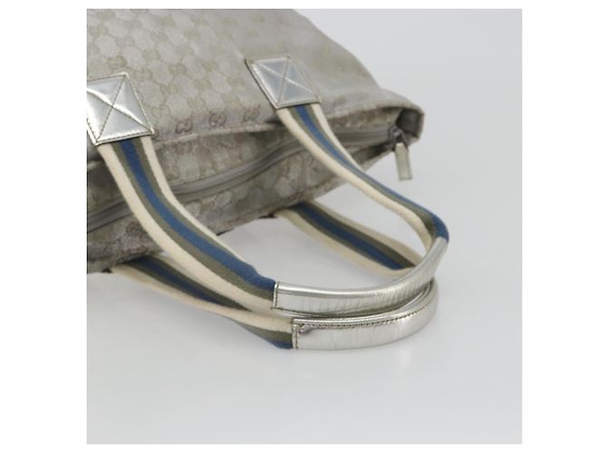 Borsa Tote GUCCI GG Canvas Argento 131231 Auth ka5118 - vista 7