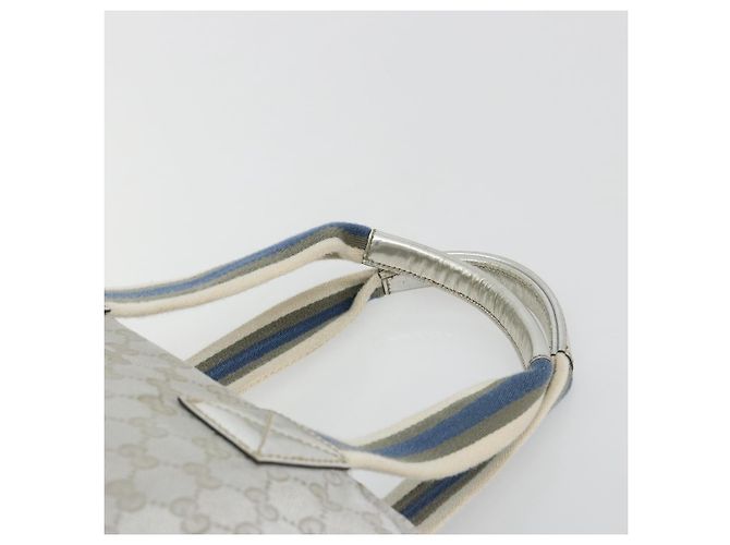 Borsa Tote GUCCI GG Canvas Argento 131231 Auth ka5118 - vista 8