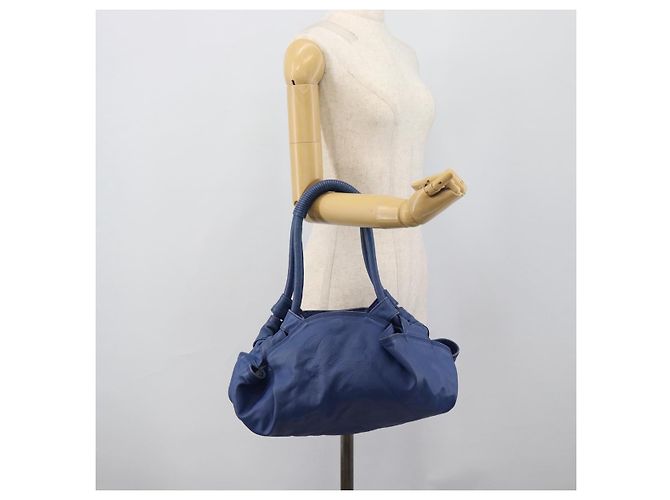 Borsa LOEWE Nappa Aire Anagram in pelle Blu e Oro Auth gh2201A D'oro - vista 22