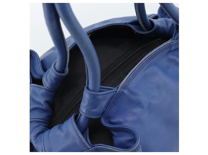 Borsa LOEWE Nappa Aire Anagram in pelle Blu e Oro Auth gh2201A D'oro - vista 6