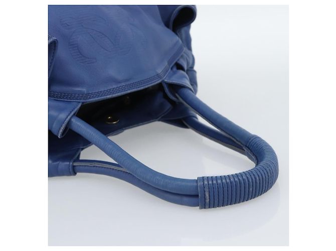 Borsa LOEWE Nappa Aire Anagram in pelle Blu e Oro Auth gh2201A D'oro - vista 7