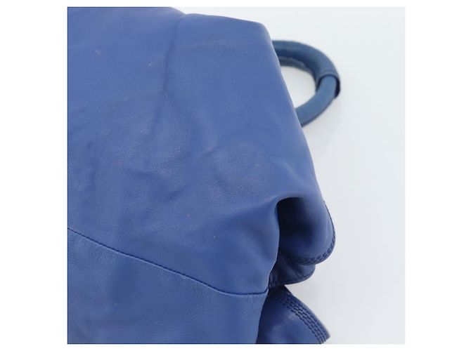Borsa LOEWE Nappa Aire Anagram in pelle Blu e Oro Auth gh2201A D'oro - vista 9