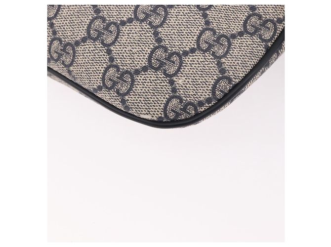 Marsupio GUCCI GG Supreme in PVC Blu Navy Argento 233269 Auth 190610 - vista 14
