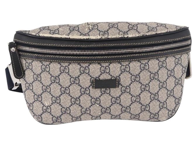 Marsupio GUCCI GG Supreme in PVC Blu Navy Argento 233269 Auth 190610 - vista 2