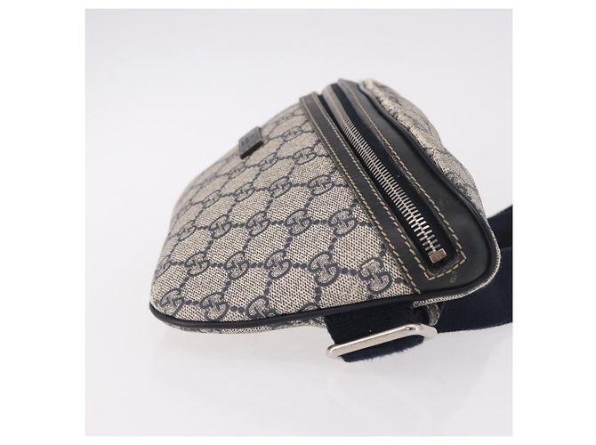 Marsupio GUCCI GG Supreme in PVC Blu Navy Argento 233269 Auth 190610 - vista 4