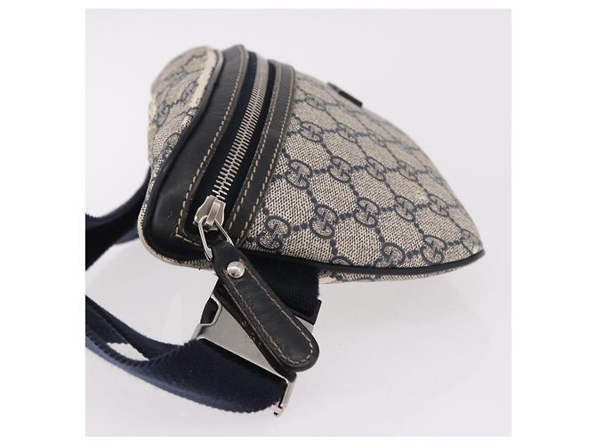 Marsupio GUCCI GG Supreme in PVC Blu Navy Argento 233269 Auth 190610 - vista 5