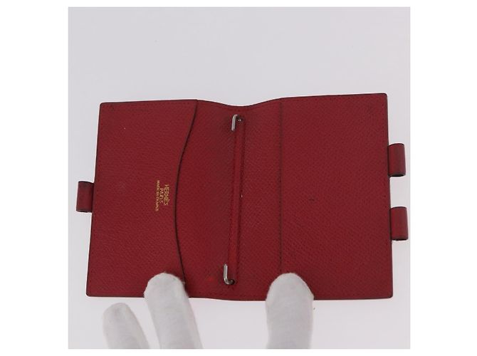 Hermès HERMES Agenda Vision & Ballpoint Pen Set Leather Red Auth hk3888 - view 13