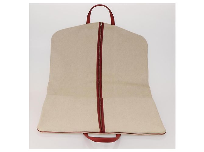 Hermès HERMES Funda de Ropa de Lona y Cuero Beige Oro Auth bs35793V Dorado - vista 14