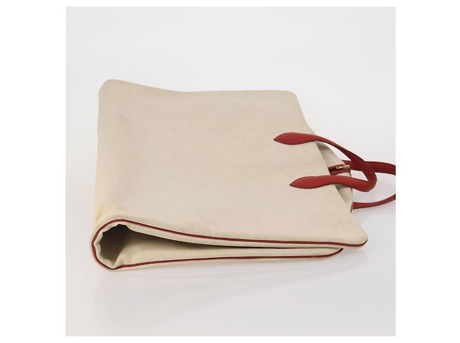 Hermès HERMES Funda de Ropa de Lona y Cuero Beige Oro Auth bs35793V Dorado - vista 4